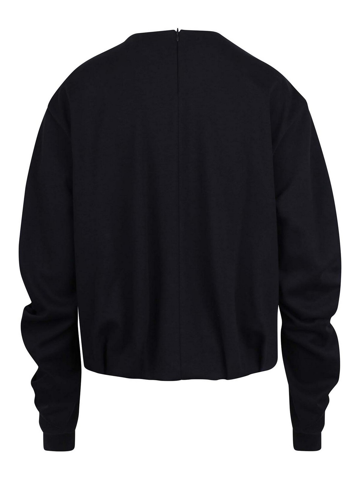 Moncler Sweatshirt Plissettati And Snort Sleeves In Black