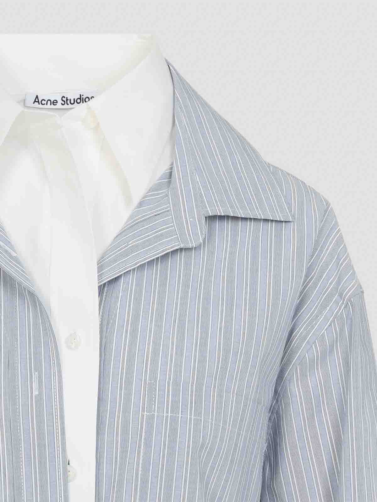 Acne Studios Womens Blue White Layered Striped Cotton-poplin Shirt In Blue