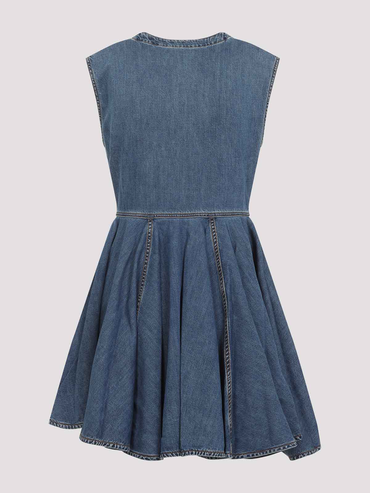 Alaïa Sleeveless Denim-texture Mini Dress In Sand