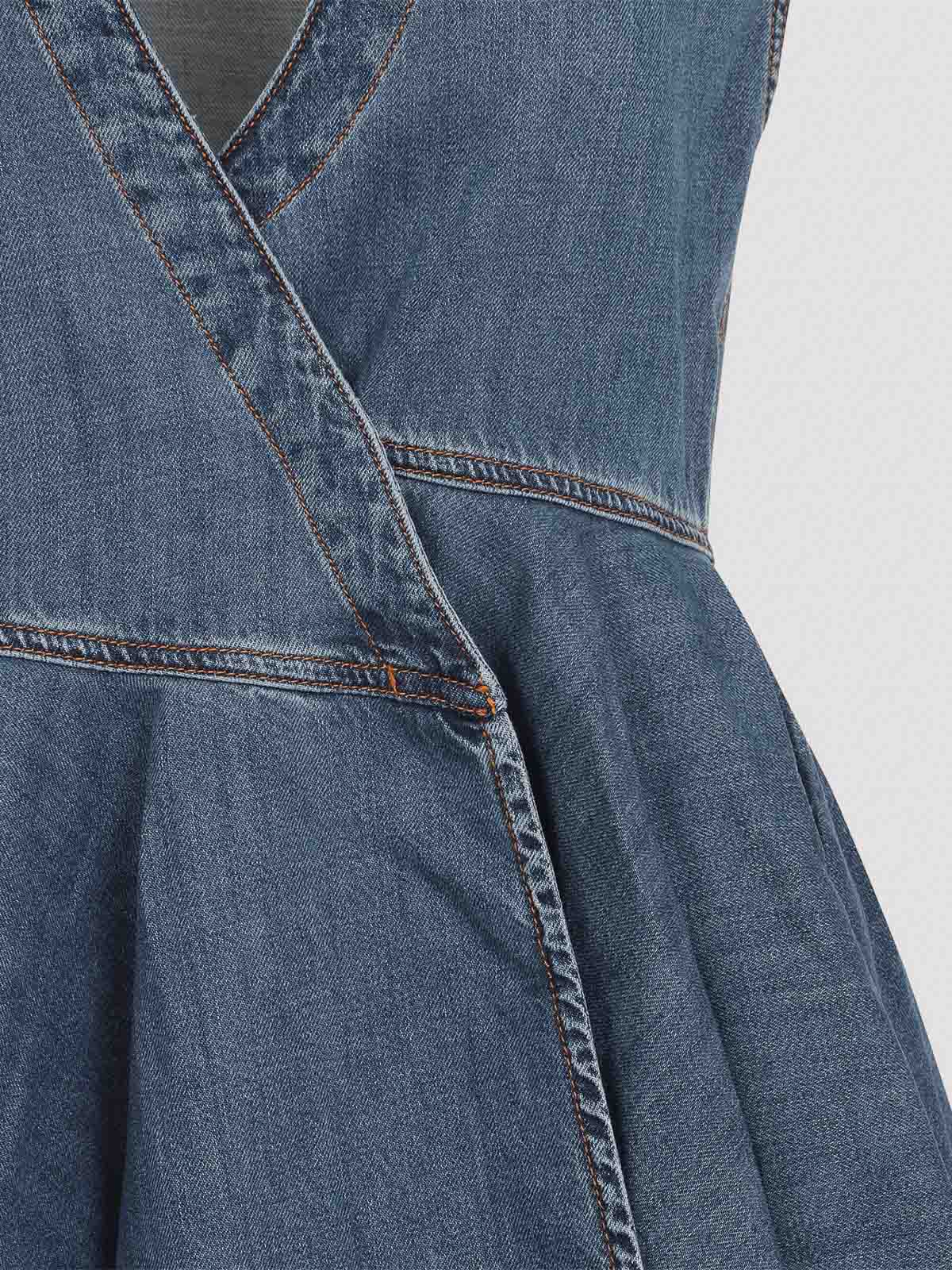 Alaïa Sleeveless Denim-texture Mini Dress In Sand