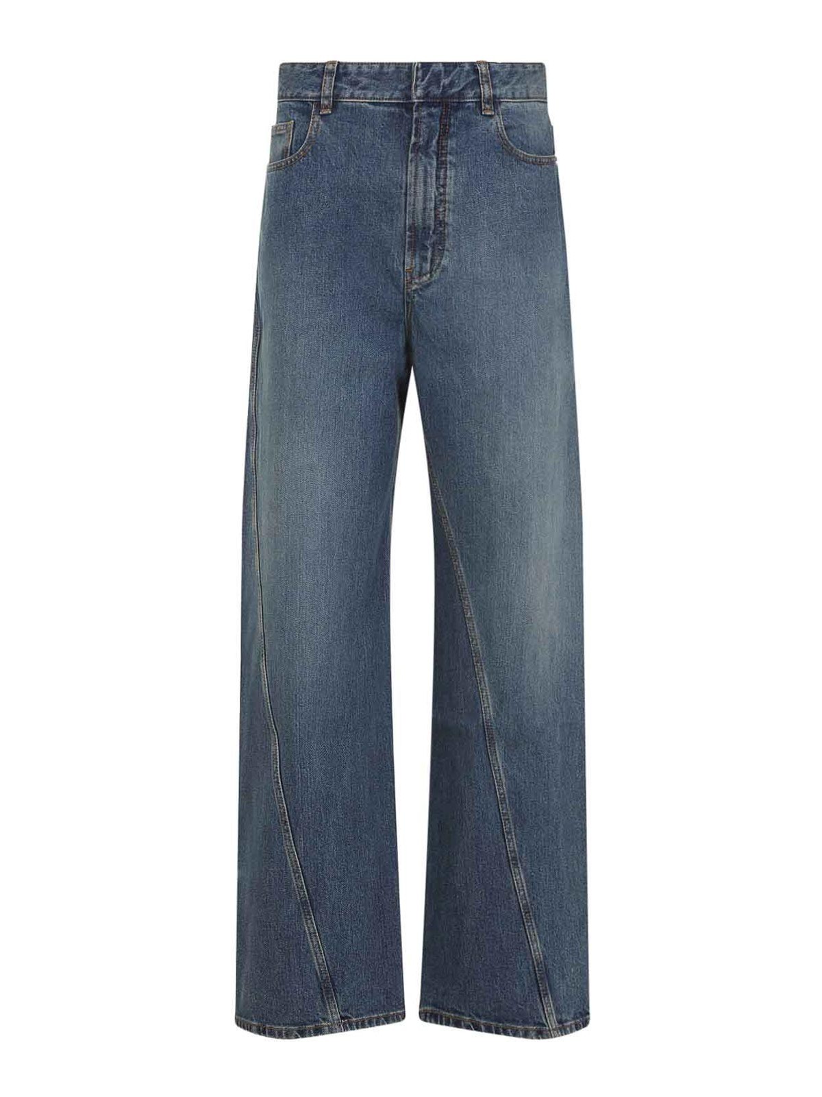 Alaïa Twisted Stitch Wide-leg Jeans In Blue