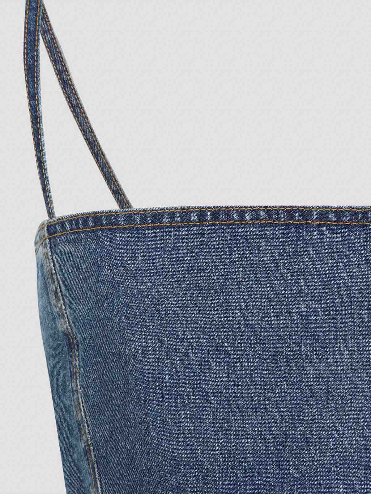 Alaïa Cropped Denim Top With Structured Silhouette In Blue