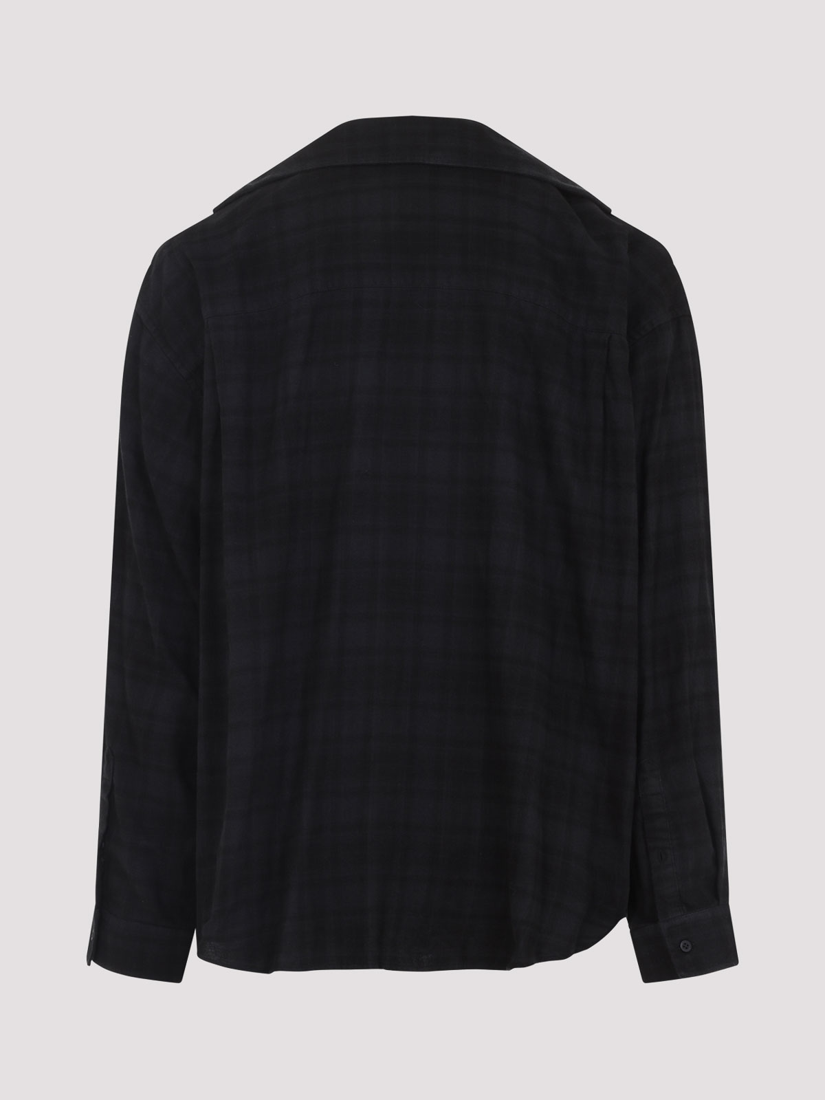 Balenciaga Long Sleeve Layered Shirt Japanese Cotton Flannel Shirts Black In Black
