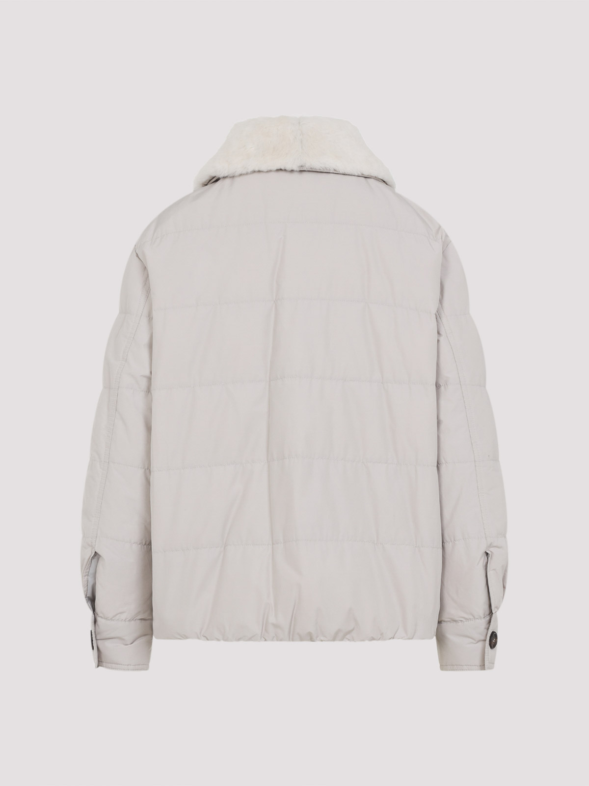 Brunello Cucinelli Shearling-collar Down Jacket In White