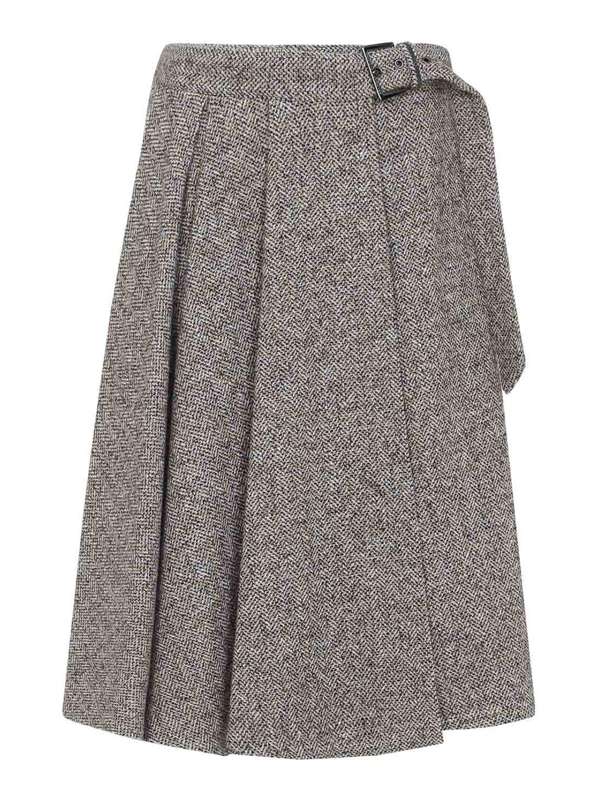 Brunello Cucinelli Kilt Skirt In Brown