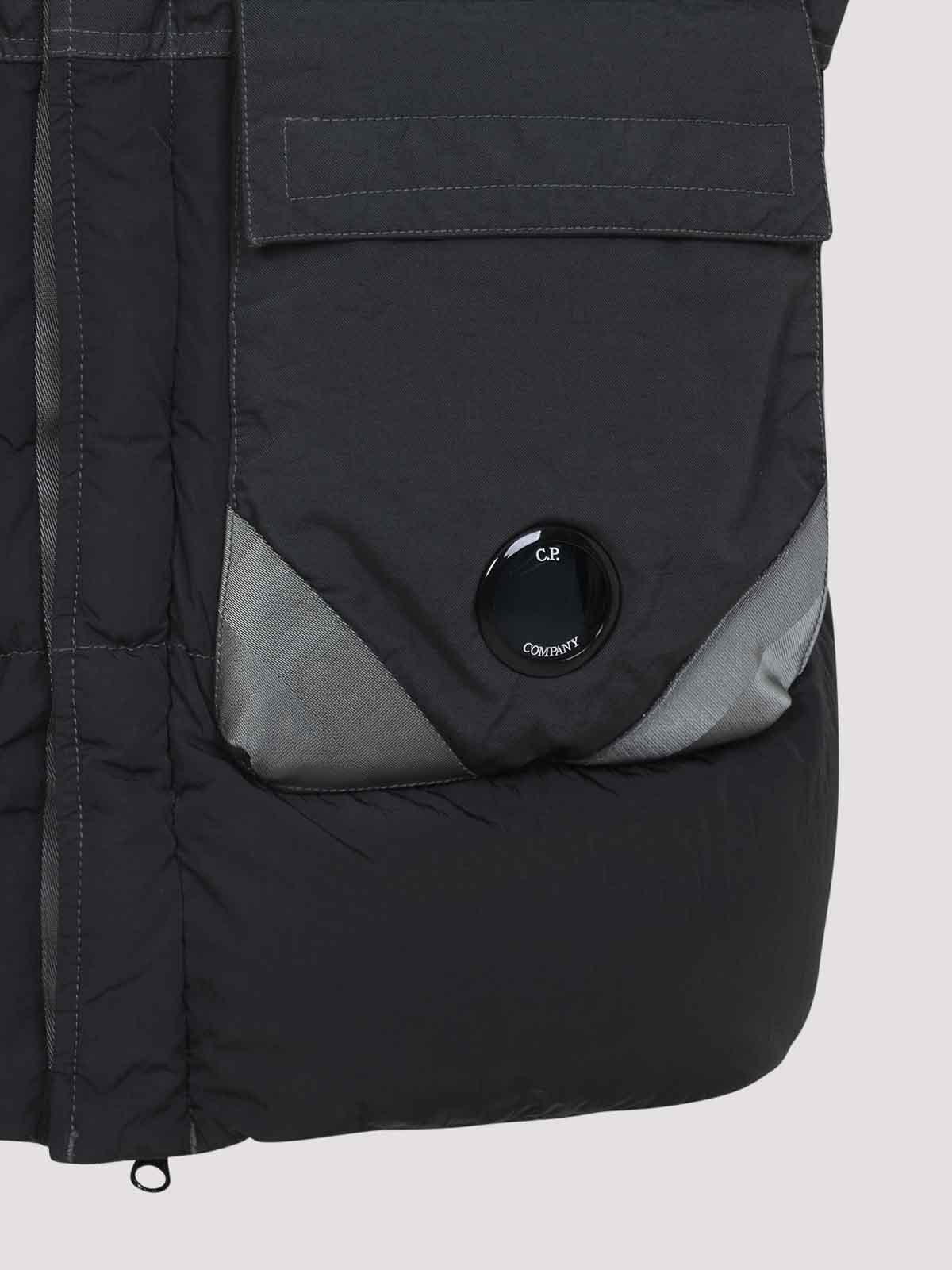 C.p. Company Grey Sleeveless Padded Vest In Black