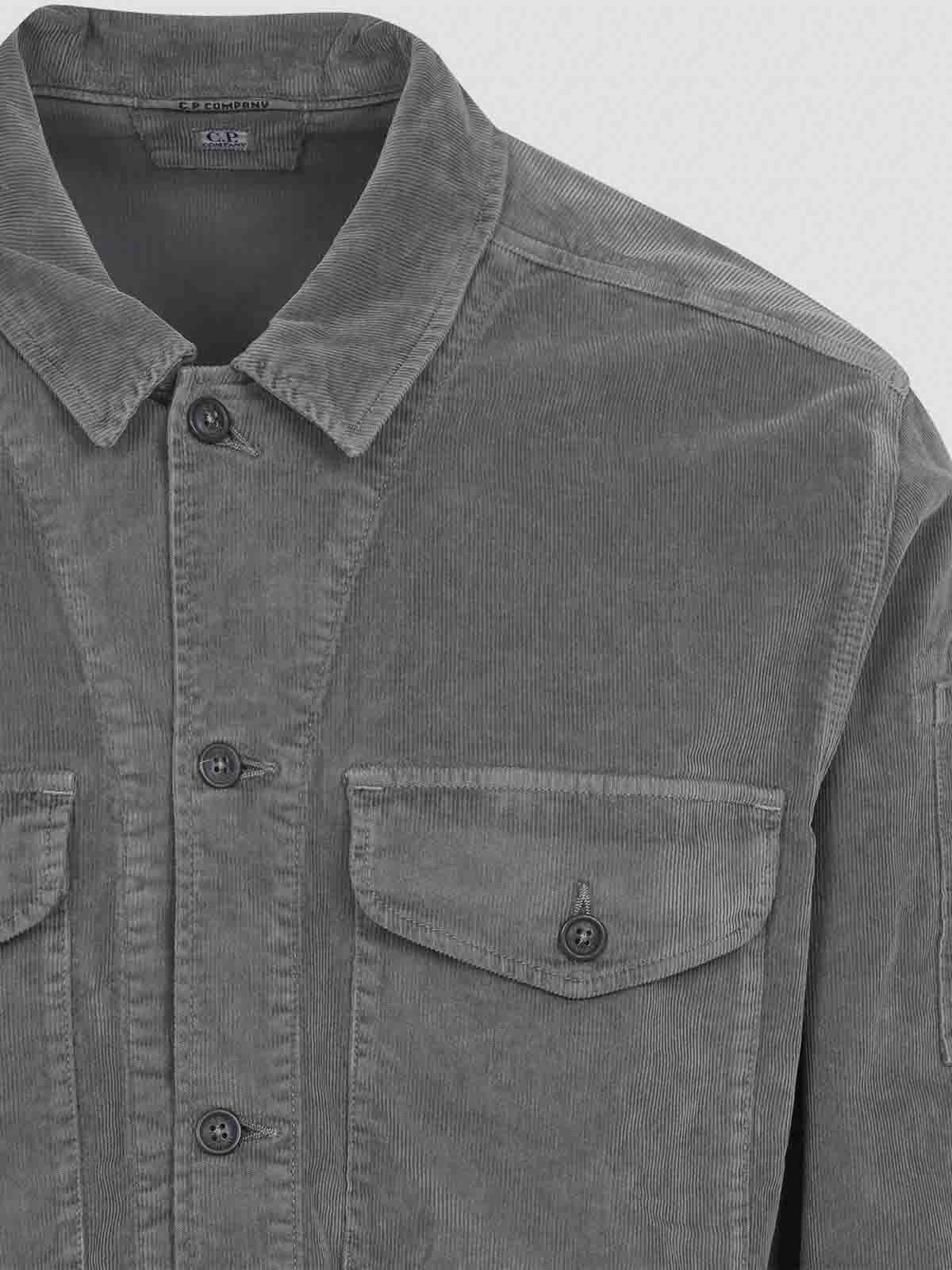 C.p. Company Corduroy Overshirt With Long Sleeves And Pockets In Gray