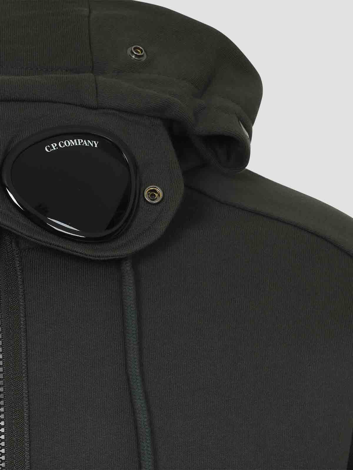 C.p. Company Goggle Hooded Sweatshirt With Zippered Pockets In Gray