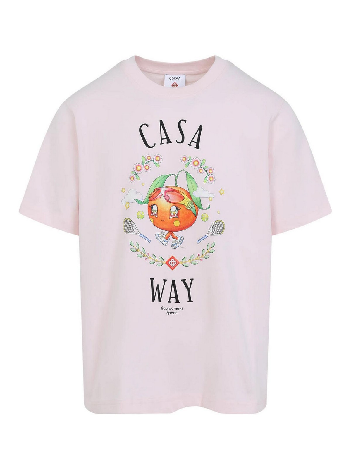 Casablanca Pale Pink Casa Way Orange Mascot T-shirt In White