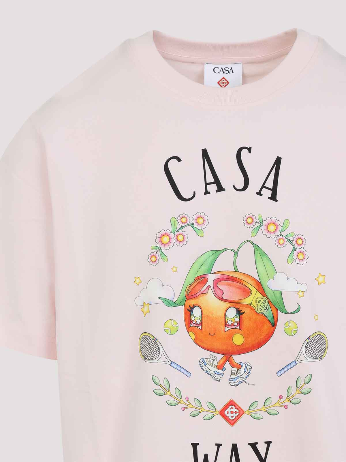 Casablanca Pale Pink Casa Way Orange Mascot T-shirt In White