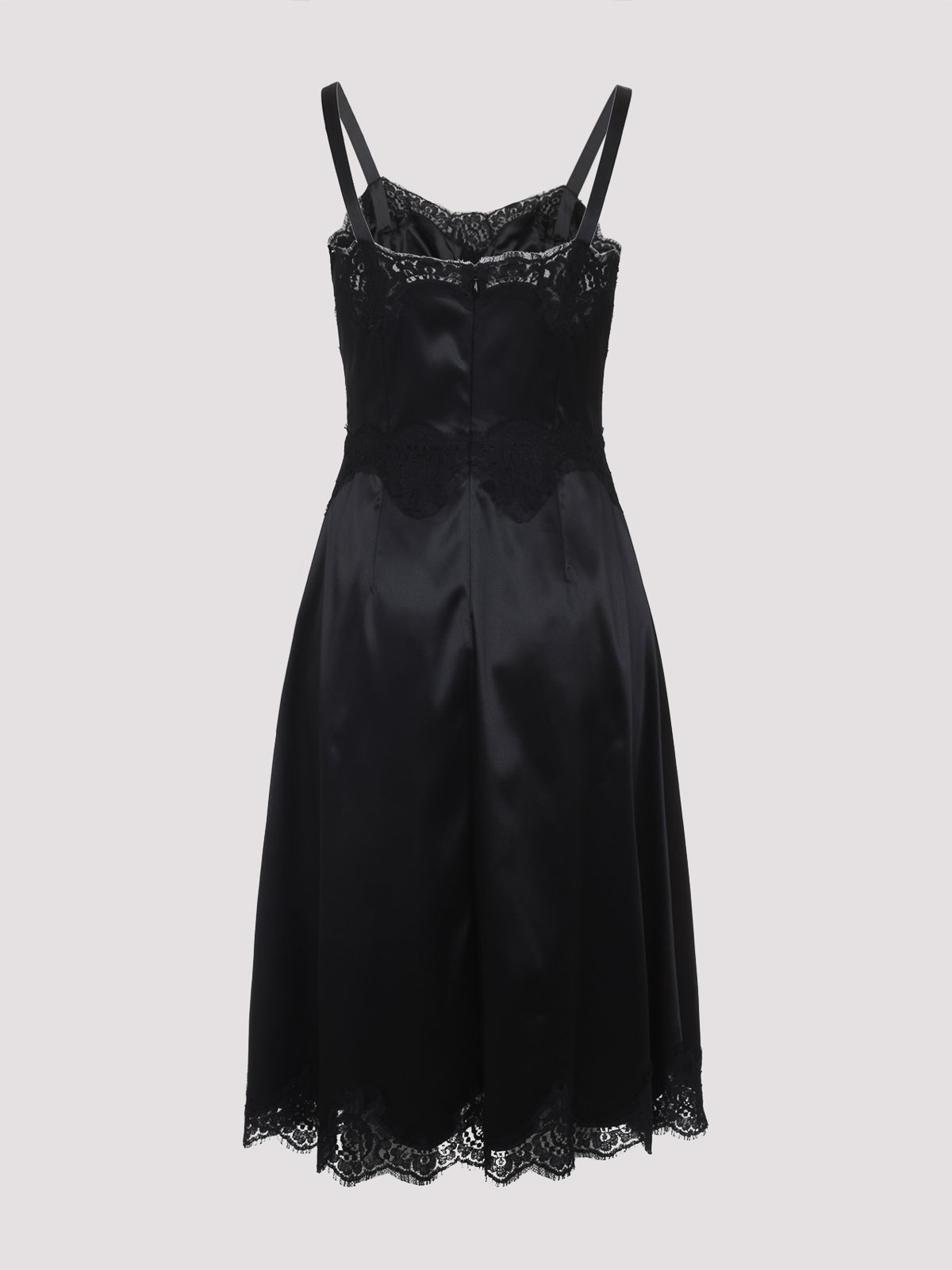 Dolce & Gabbana Black Stretch Satin Slip Dress In Black