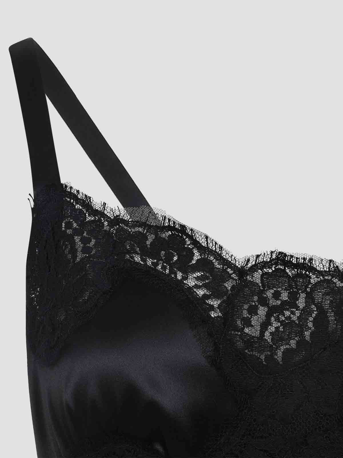 Dolce & Gabbana Black Stretch Satin Slip Dress In Black