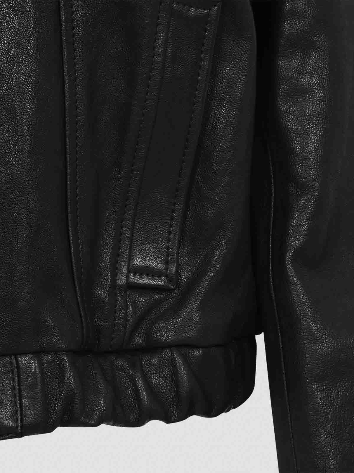 Dolce & Gabbana Black Lamb Leather Jacket With Ribbed Detailing In Black