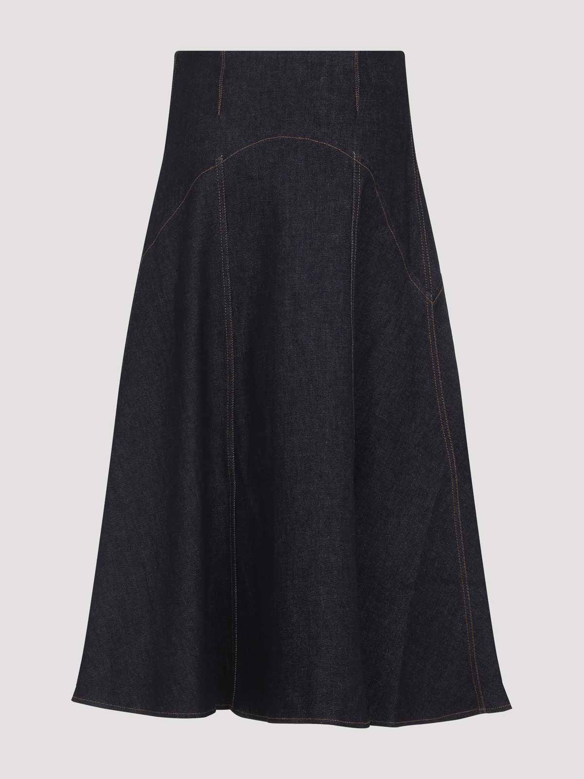 Jacquemus The Triangle De Nimes Flared Denim Skirt In Blue