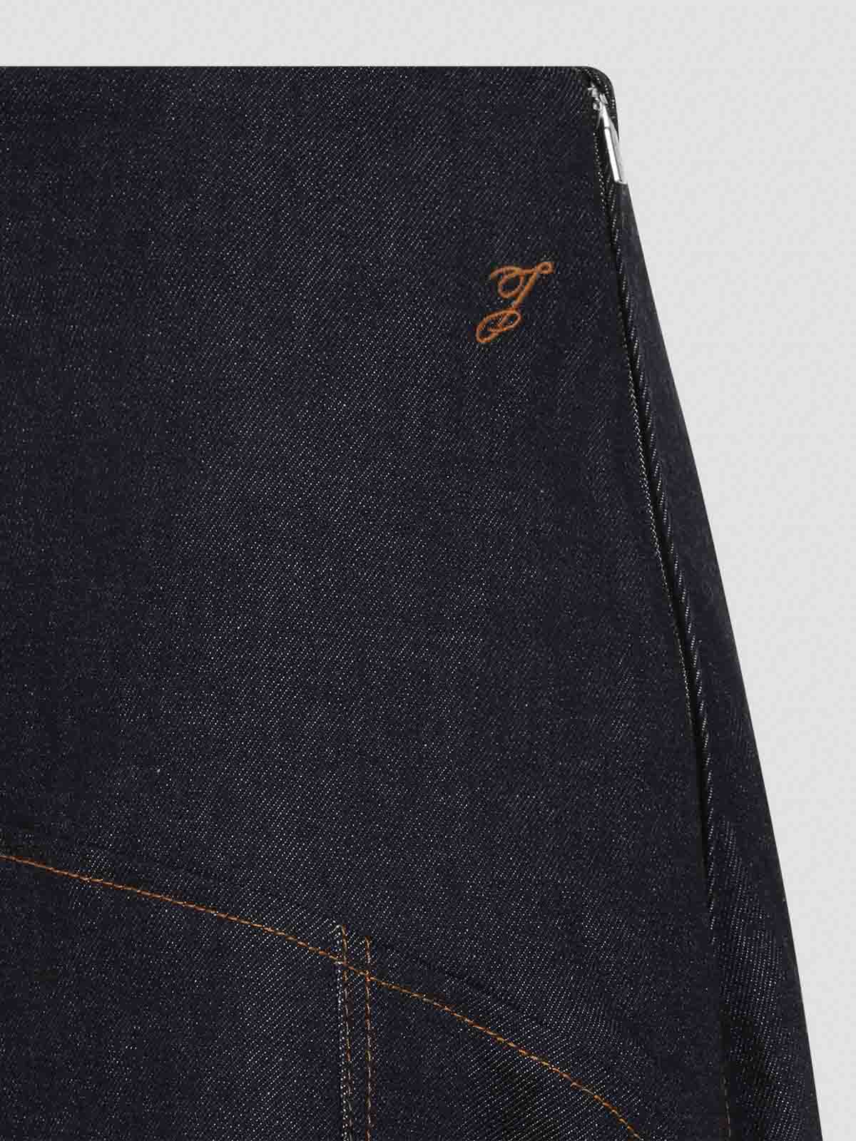 Jacquemus The Triangle De Nimes Flared Denim Skirt In Blue