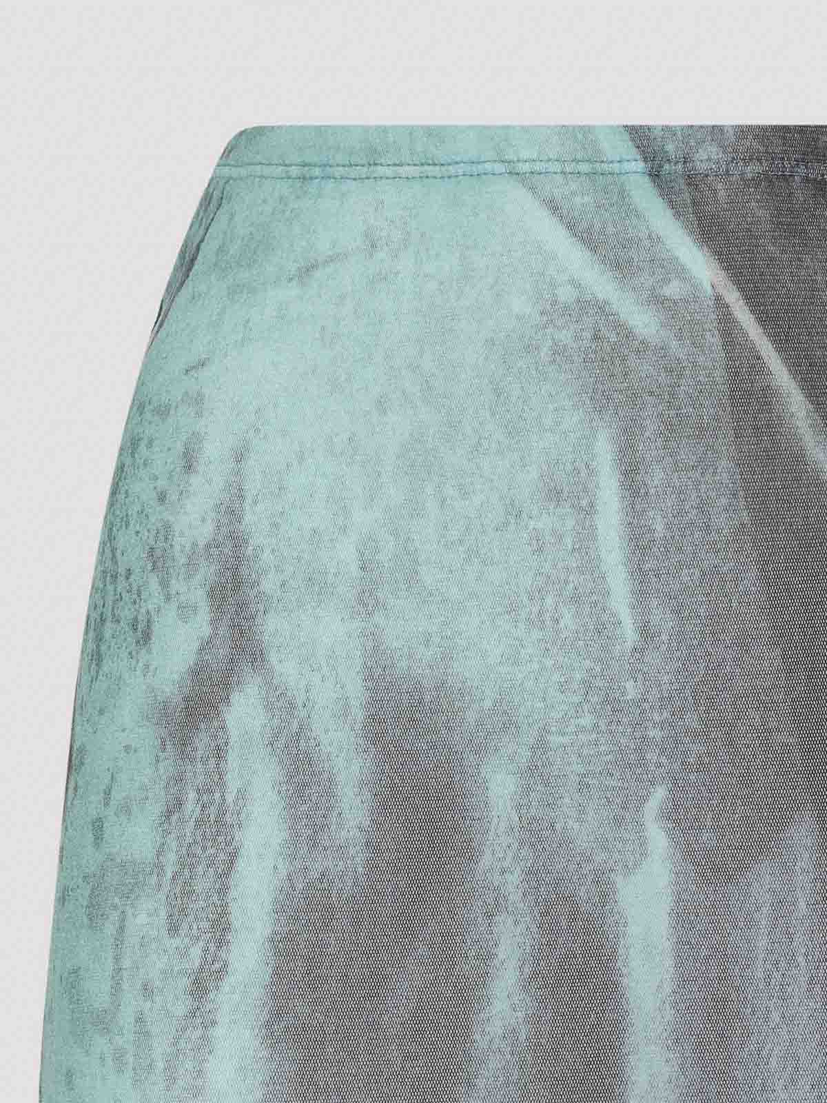 Jean Paul Gaultier Mesh Printed Water Long Skirt In Green