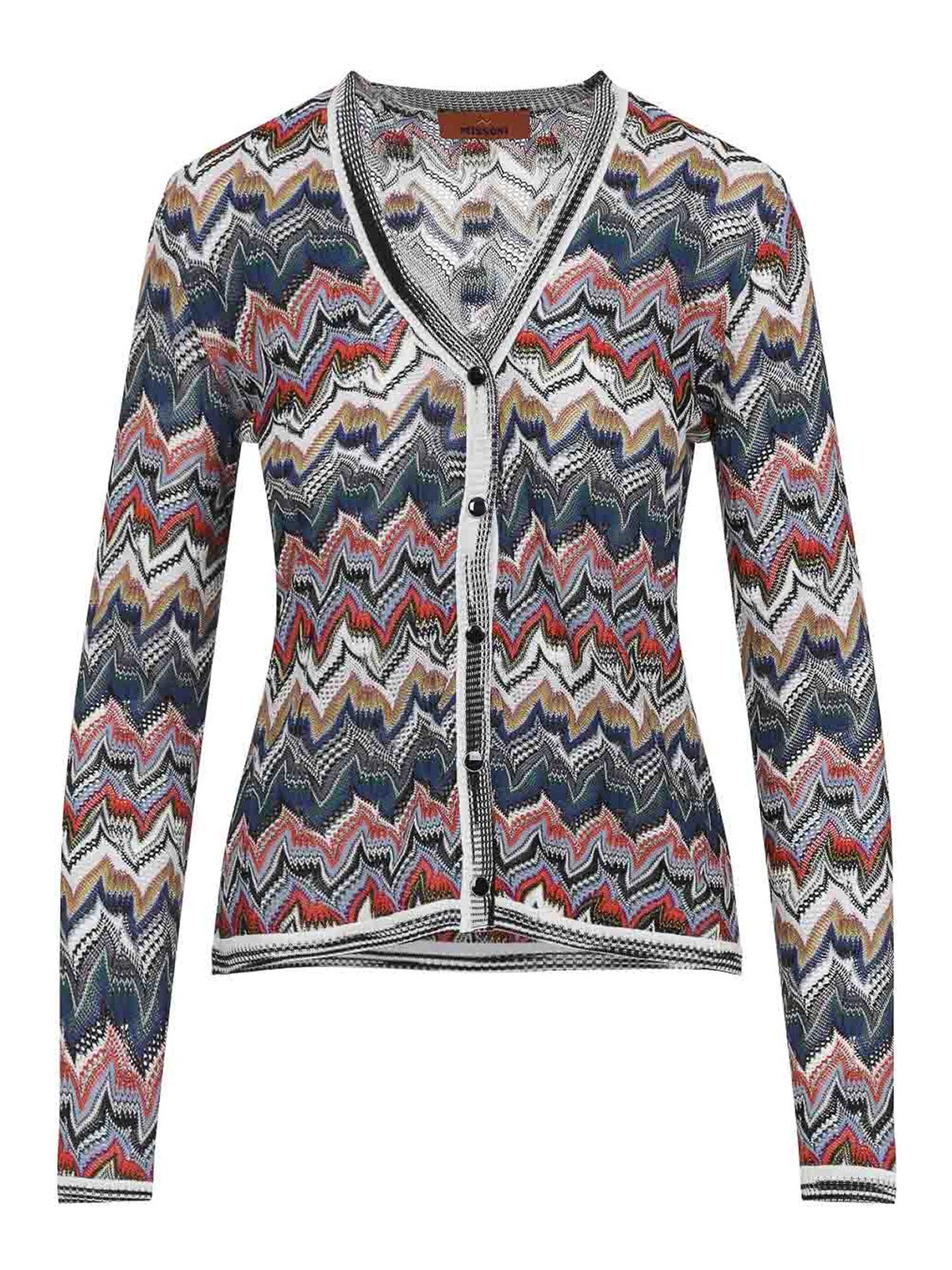 Missoni Womens Multicolor Tones Chevron V-neck Knit Cardigan In Multi