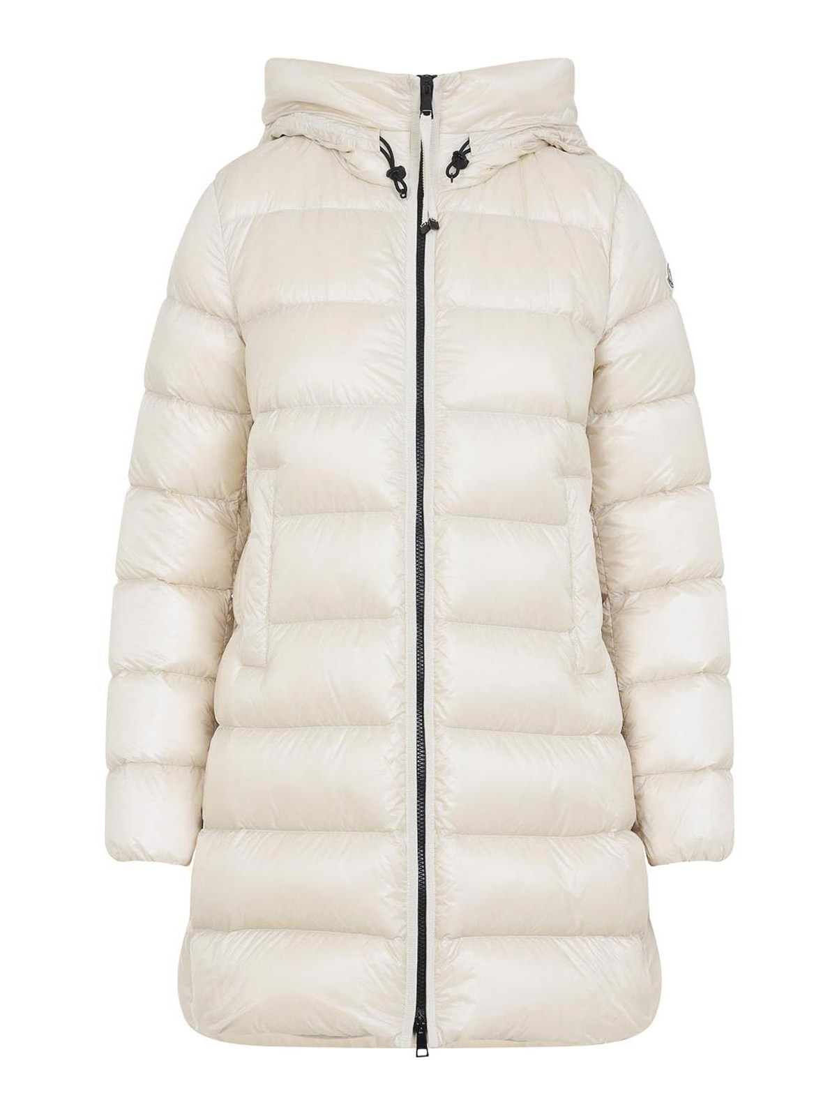 Moncler Midi Suyenne Down Jacket With Hood In Neutral