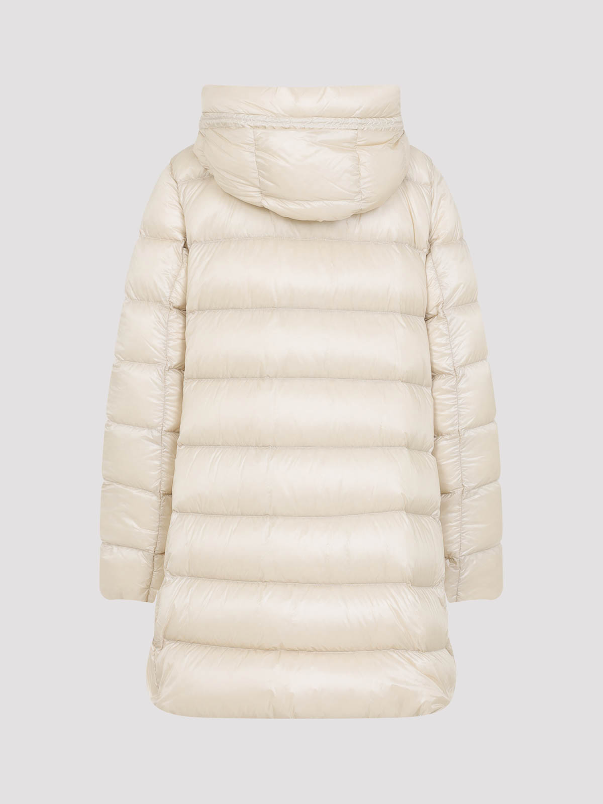 Moncler Midi Suyenne Down Jacket With Hood In Neutral