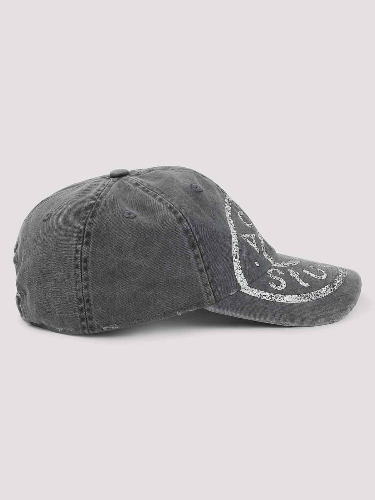 Acne Studios Distressed Graphic Logo Baseball Cap In Charcoal Grey In Blue
