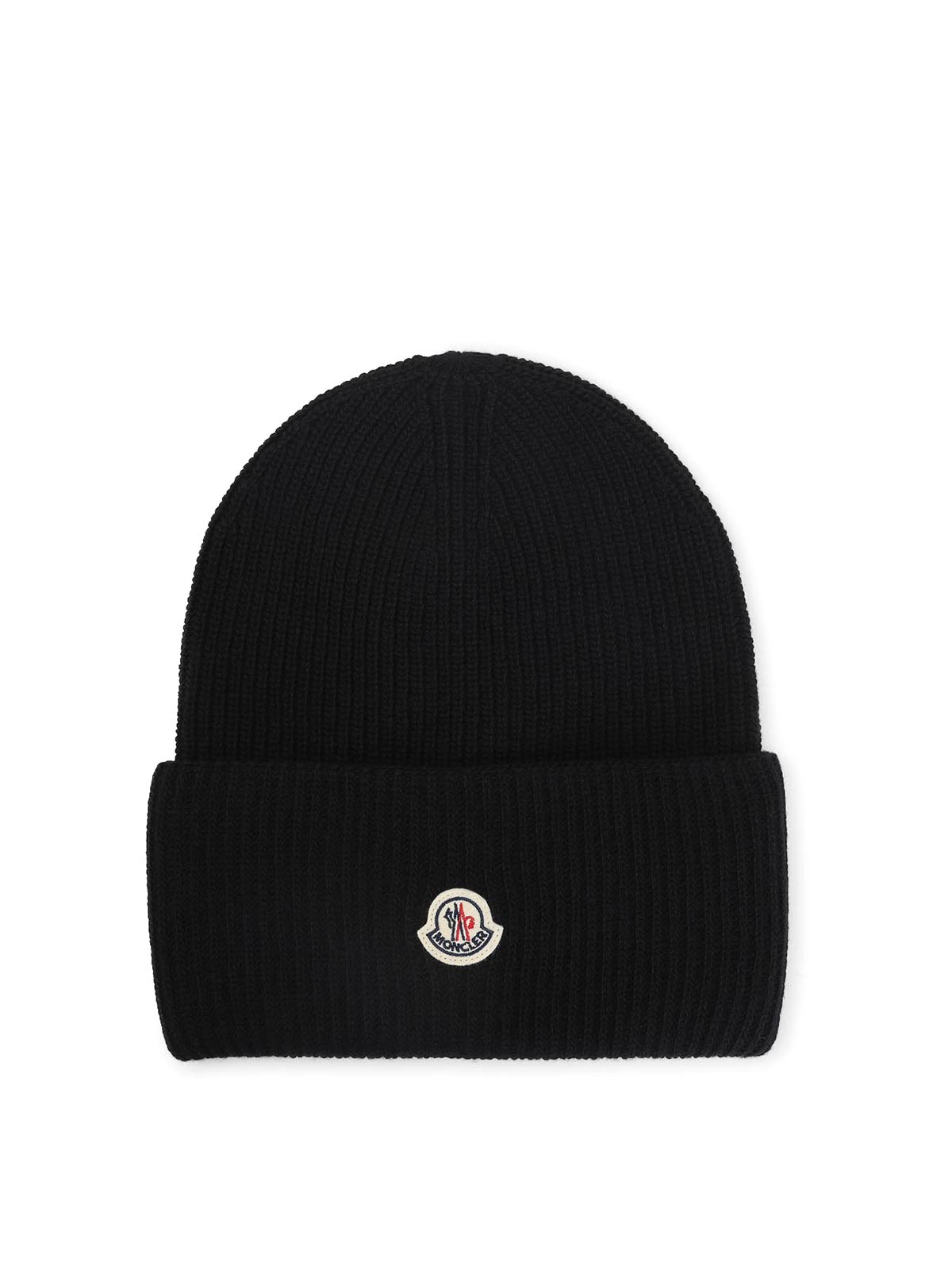 Moncler Beanie With Logo Patch In Black