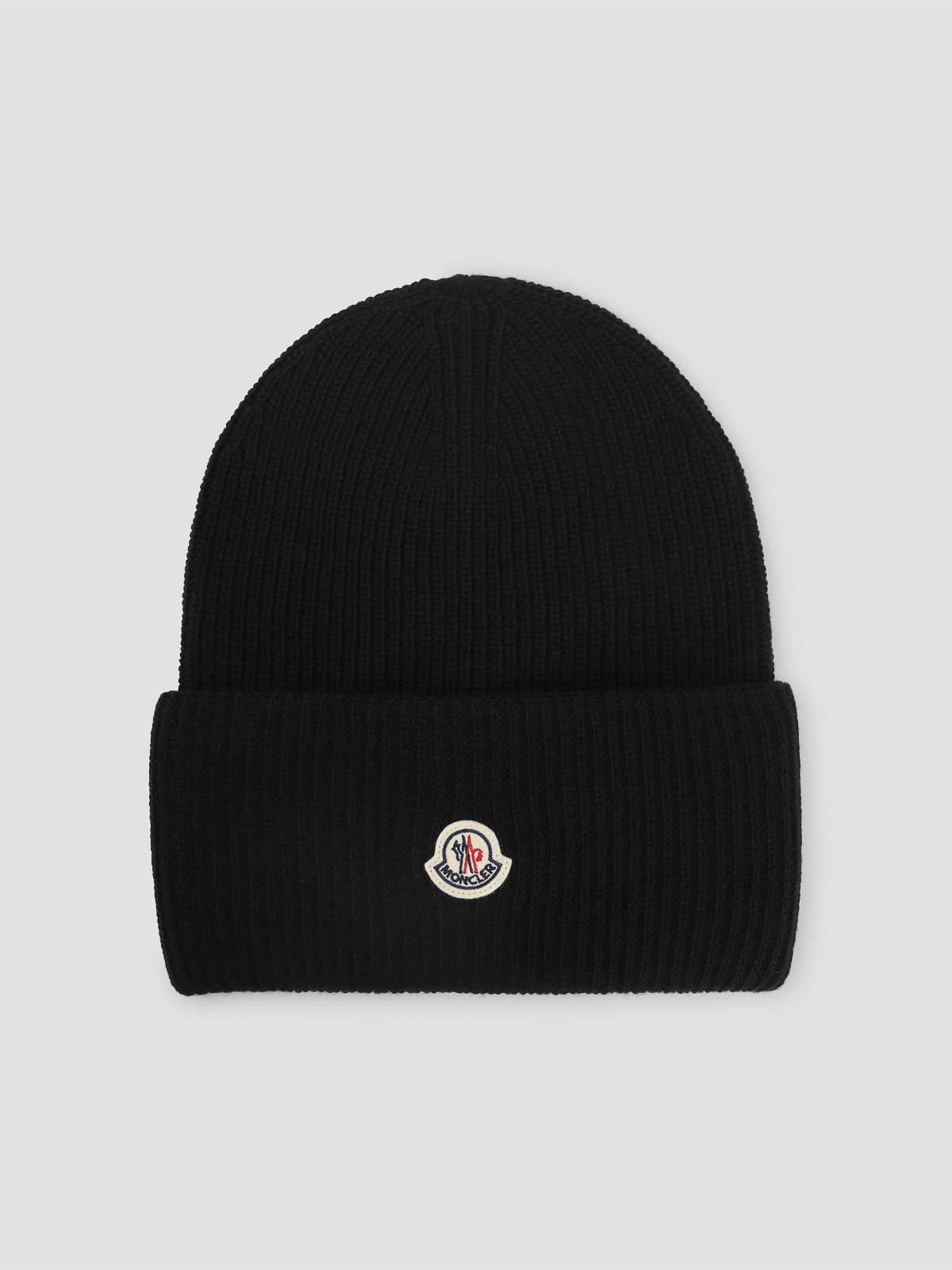 Moncler Beanie With Logo Patch In Black