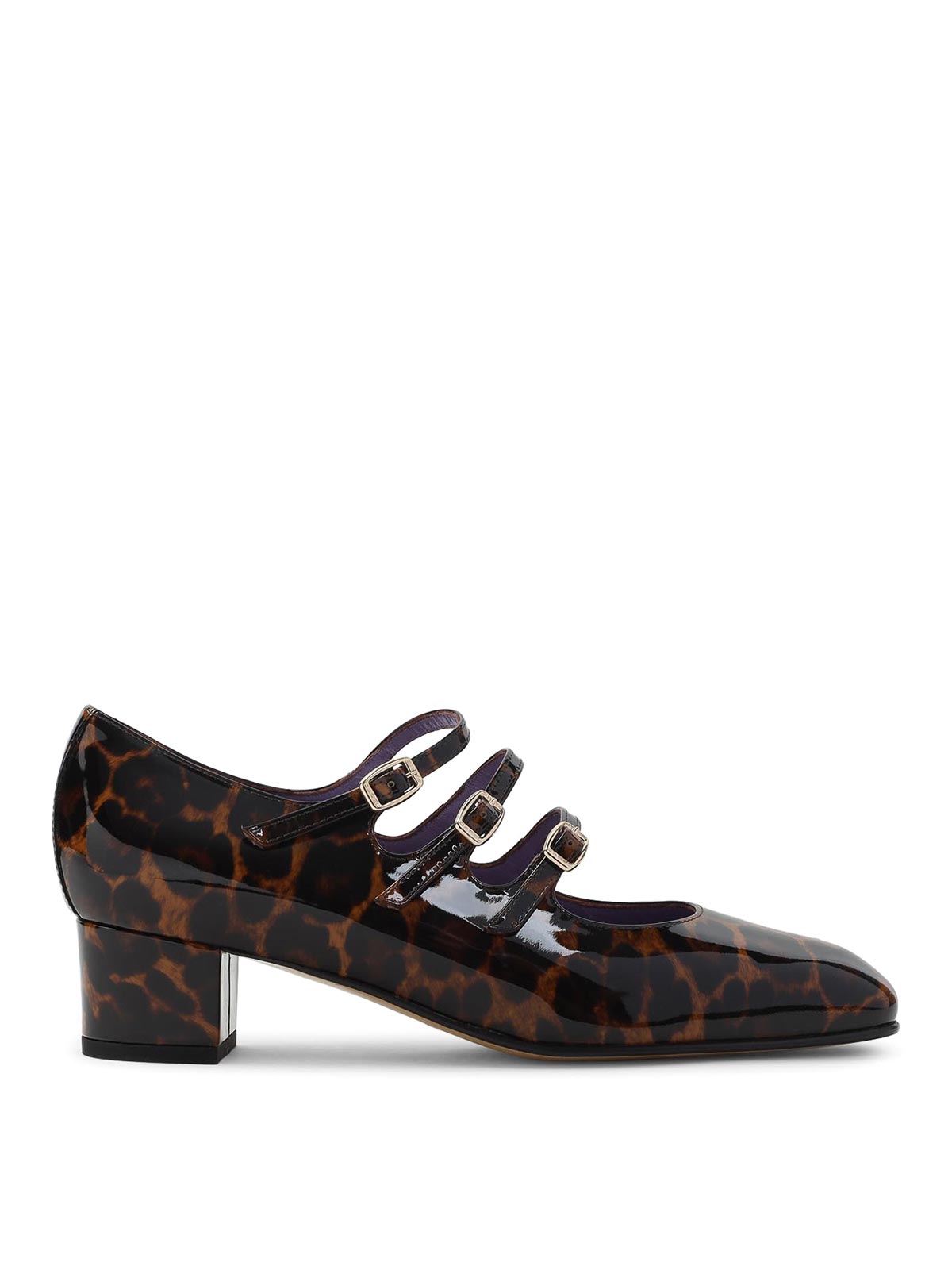 Carel Paris Kina Mary Jane Brown Leopard Patent Leather Pumps In Brown