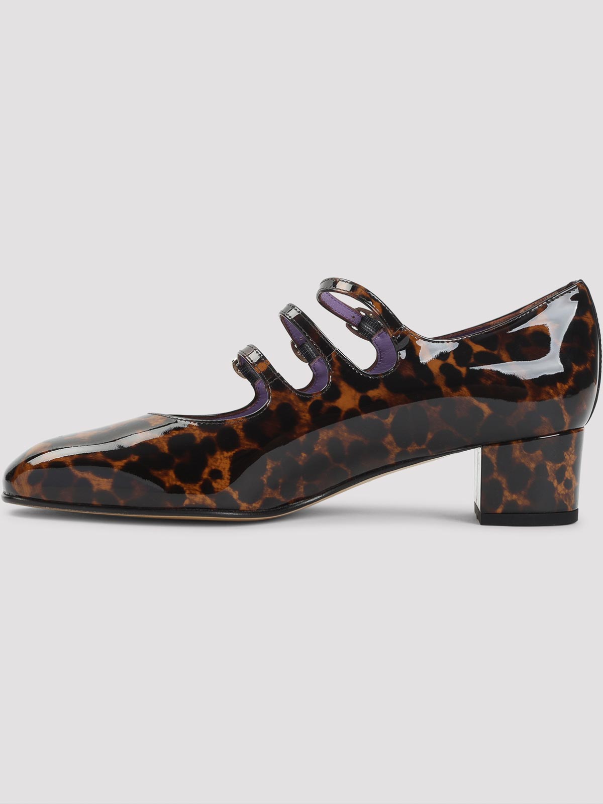 Carel Paris Kina Mary Jane Brown Leopard Patent Leather Pumps In Brown