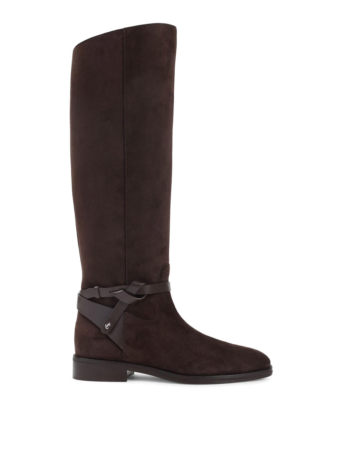 Jimmy Choo Suede Lawton Kb Flat Boots In Brown