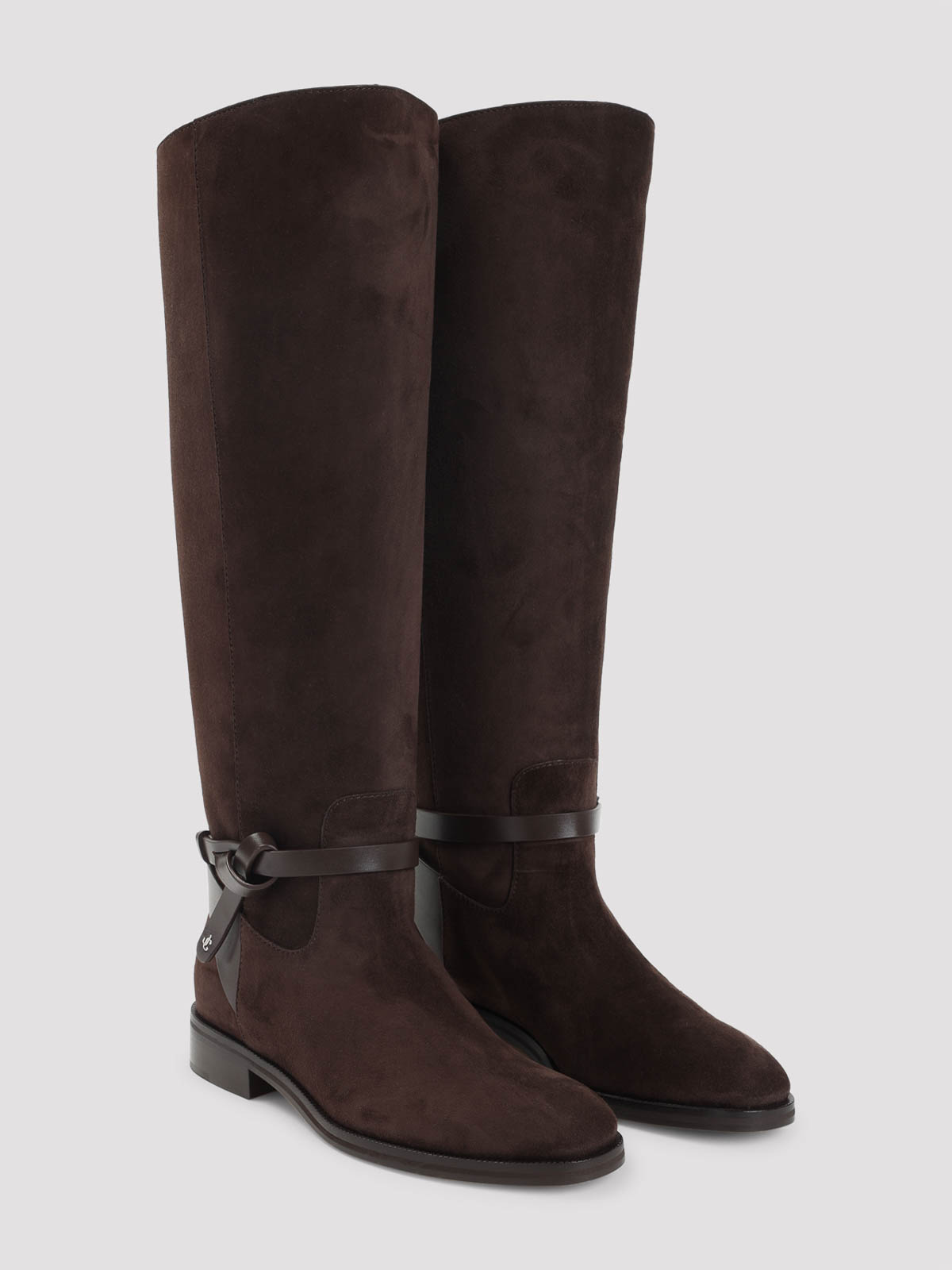 Jimmy Choo Suede Lawton Kb Flat Boots In Brown