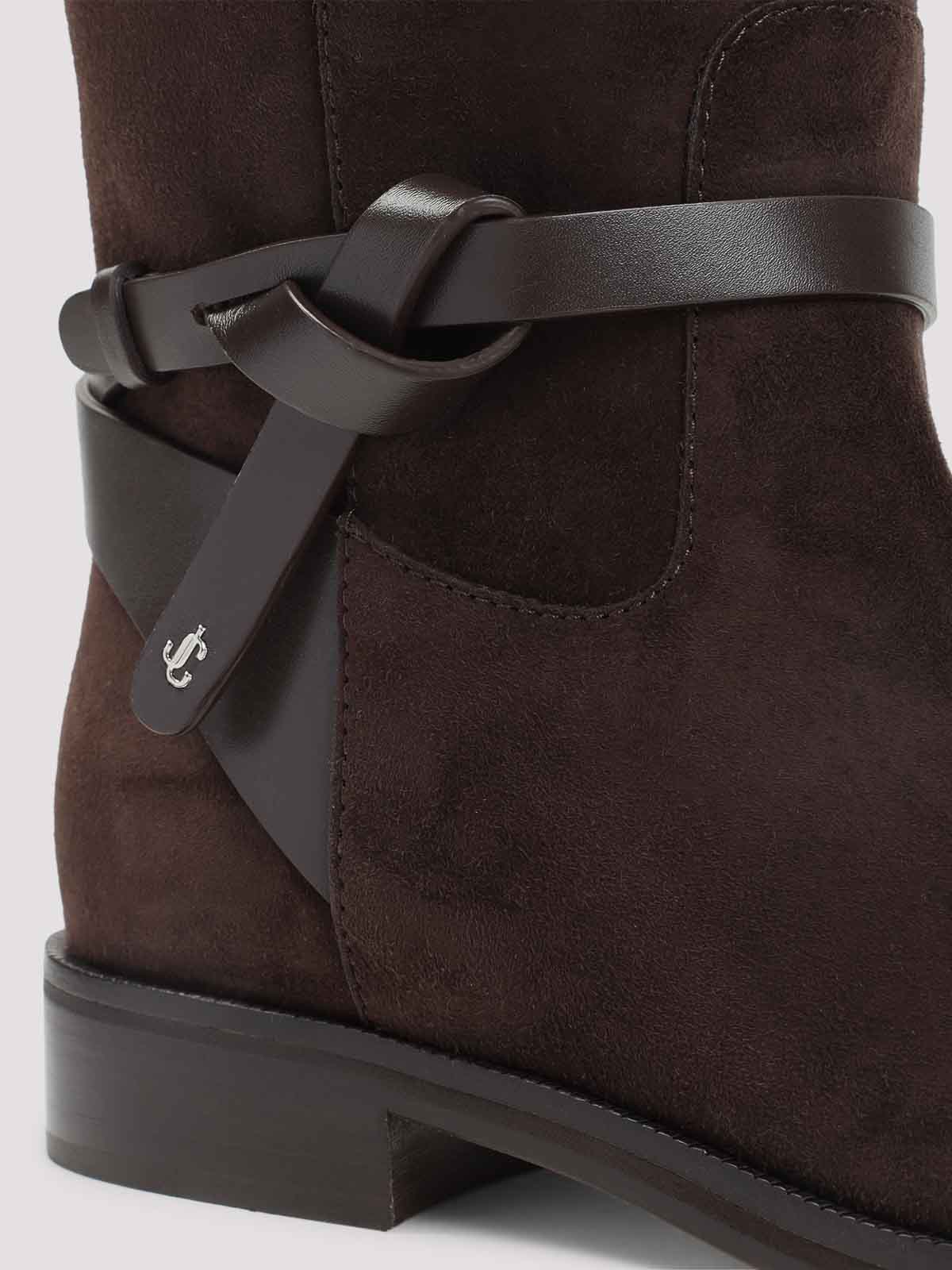 Jimmy Choo Suede Lawton Kb Flat Boots In Brown