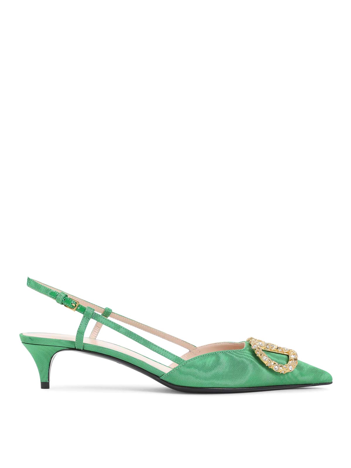 Valentino 45mm Crystal-embellishment Slingback Pumps In Green