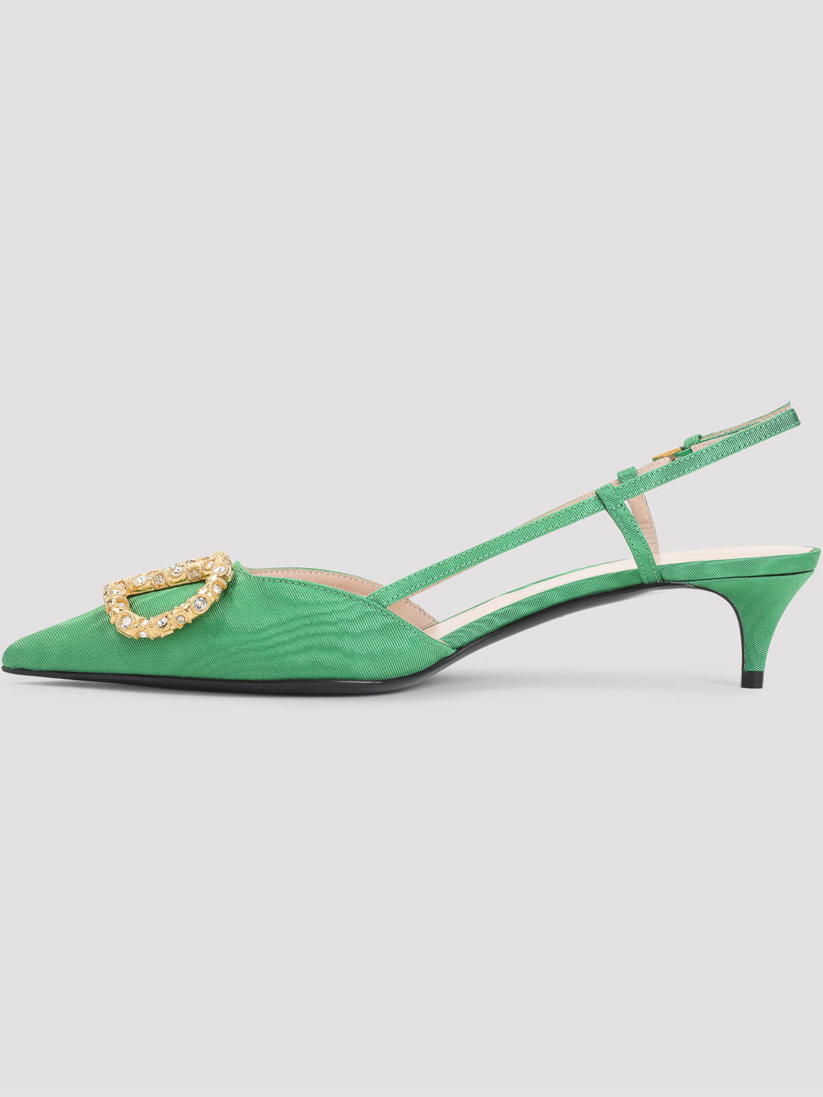 Valentino 45mm Crystal-embellishment Slingback Pumps In Green