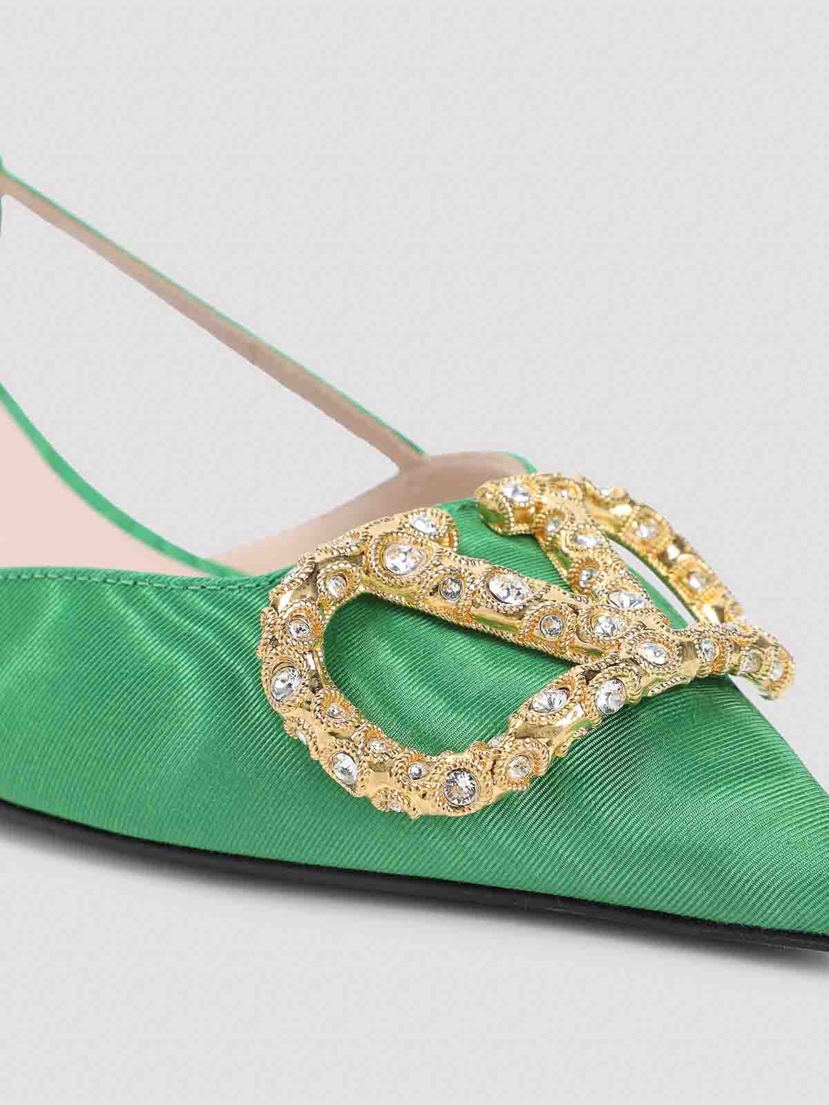 Valentino 45mm Crystal-embellishment Slingback Pumps In Green