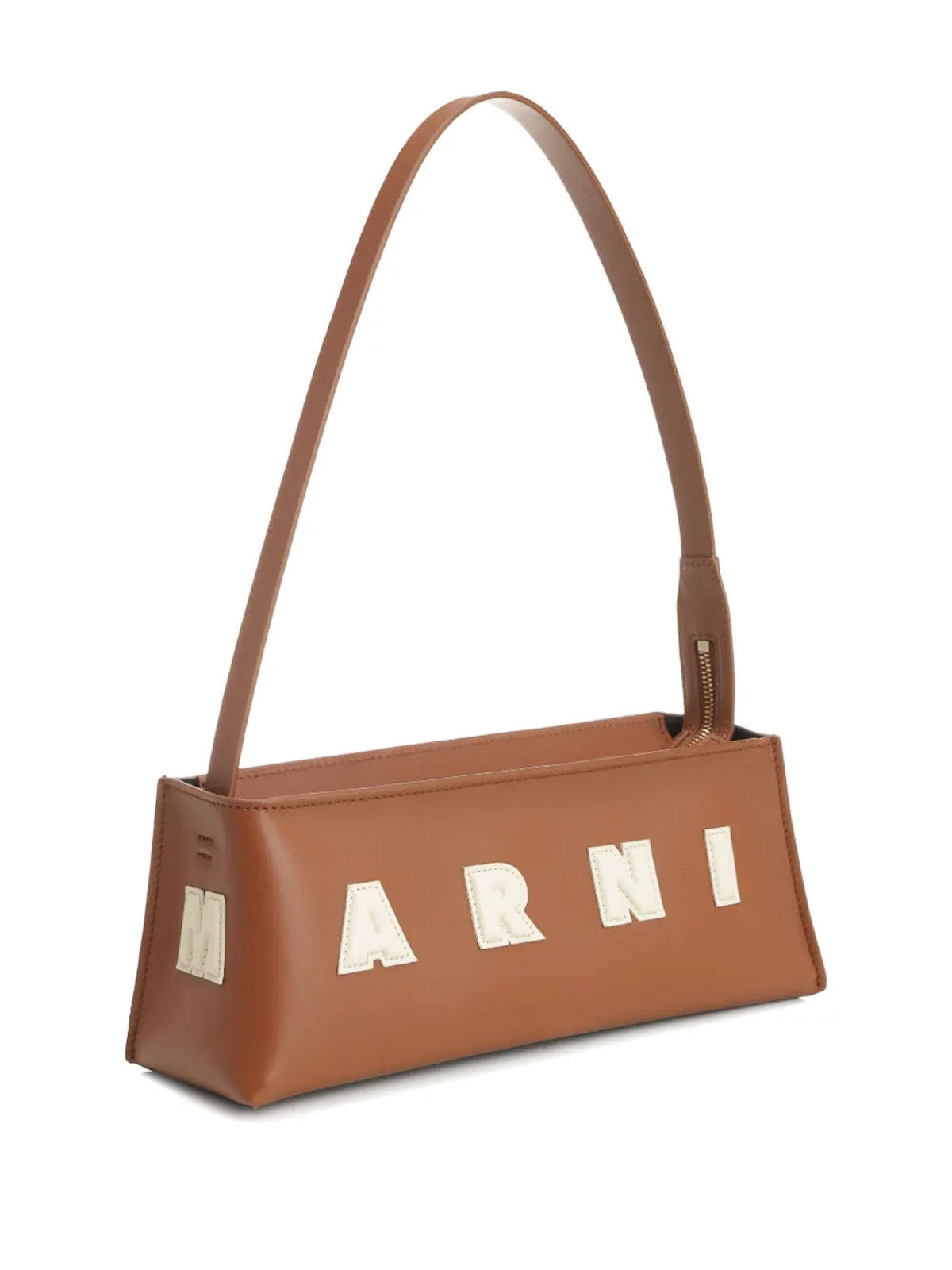 Marni Leather Logo Bag In Brown