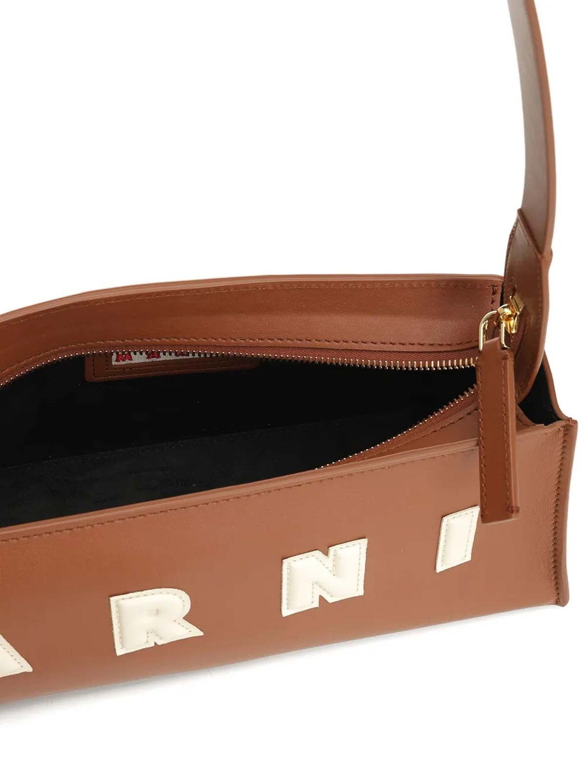 Marni Leather Logo Bag In Brown
