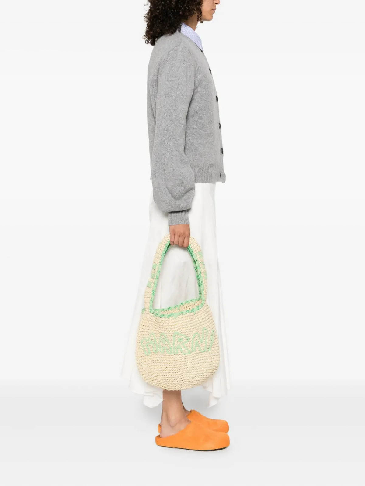Marni Nassa Small Borsa Green Logo In Green
