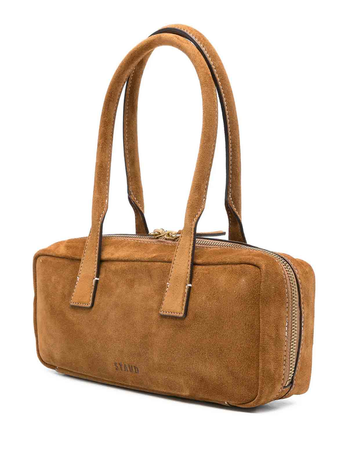 Staud Smooth Leather Shoulder Bag With Double Handles In Sand