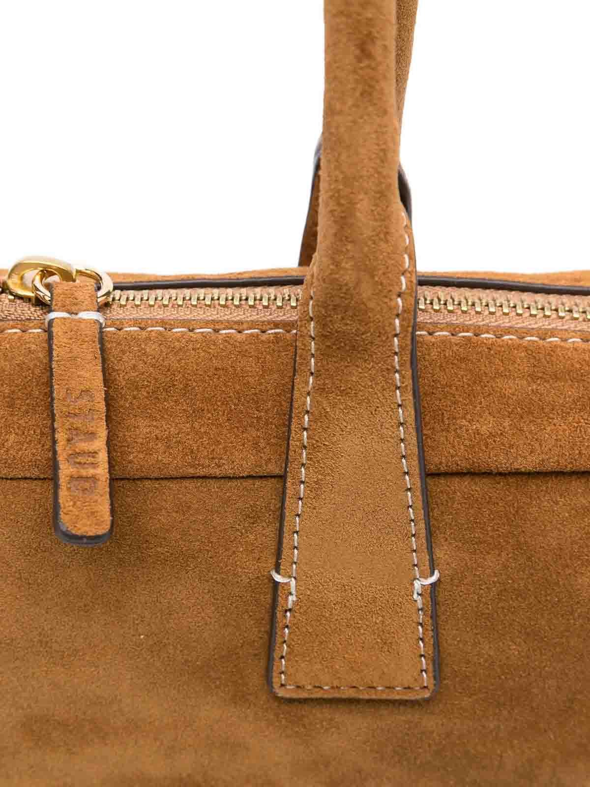 Staud Smooth Leather Shoulder Bag With Double Handles In Sand