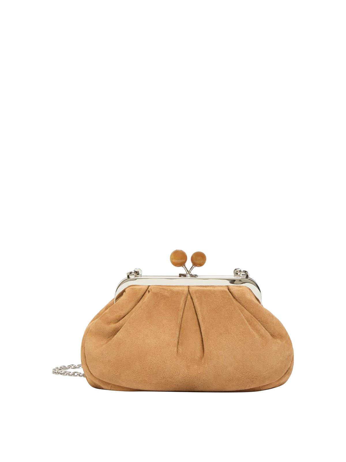 Weekend Max Mara Omens Brown Small Suede Pasticcino Clutch Bag In Brown