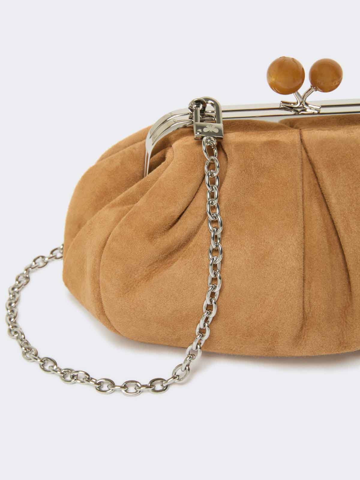 Weekend Max Mara Omens Brown Small Suede Pasticcino Clutch Bag In Brown