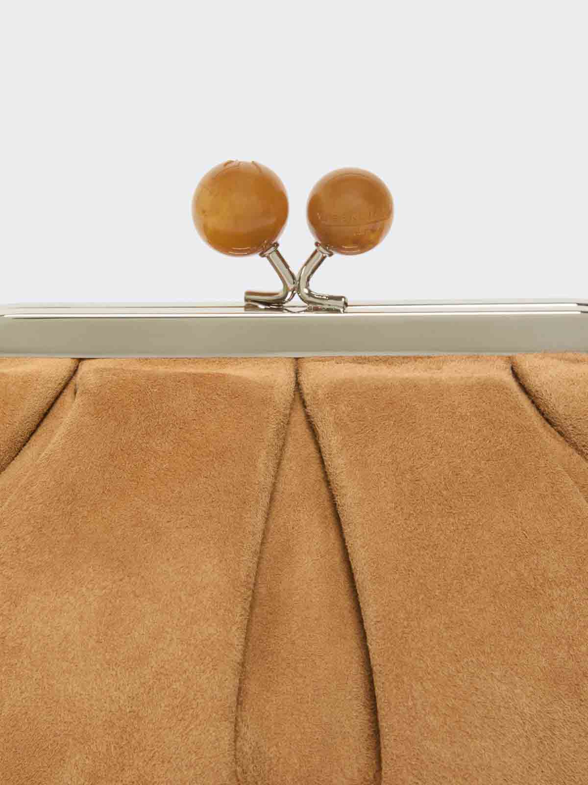 Weekend Max Mara Omens Brown Small Suede Pasticcino Clutch Bag In Brown