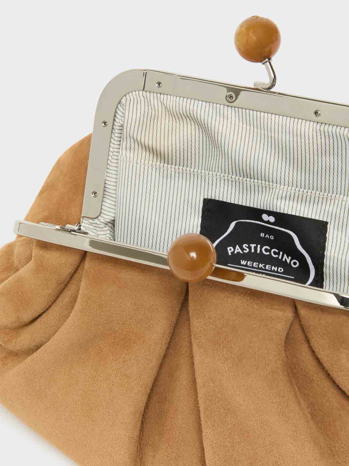 Weekend Max Mara Omens Brown Small Suede Pasticcino Clutch Bag In Brown