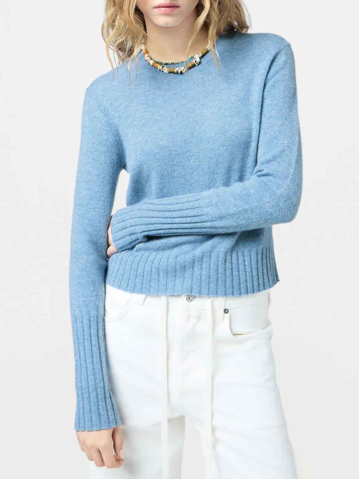 Guest In Residence Cashmere Shrunken Crewneck Sweater In Blue