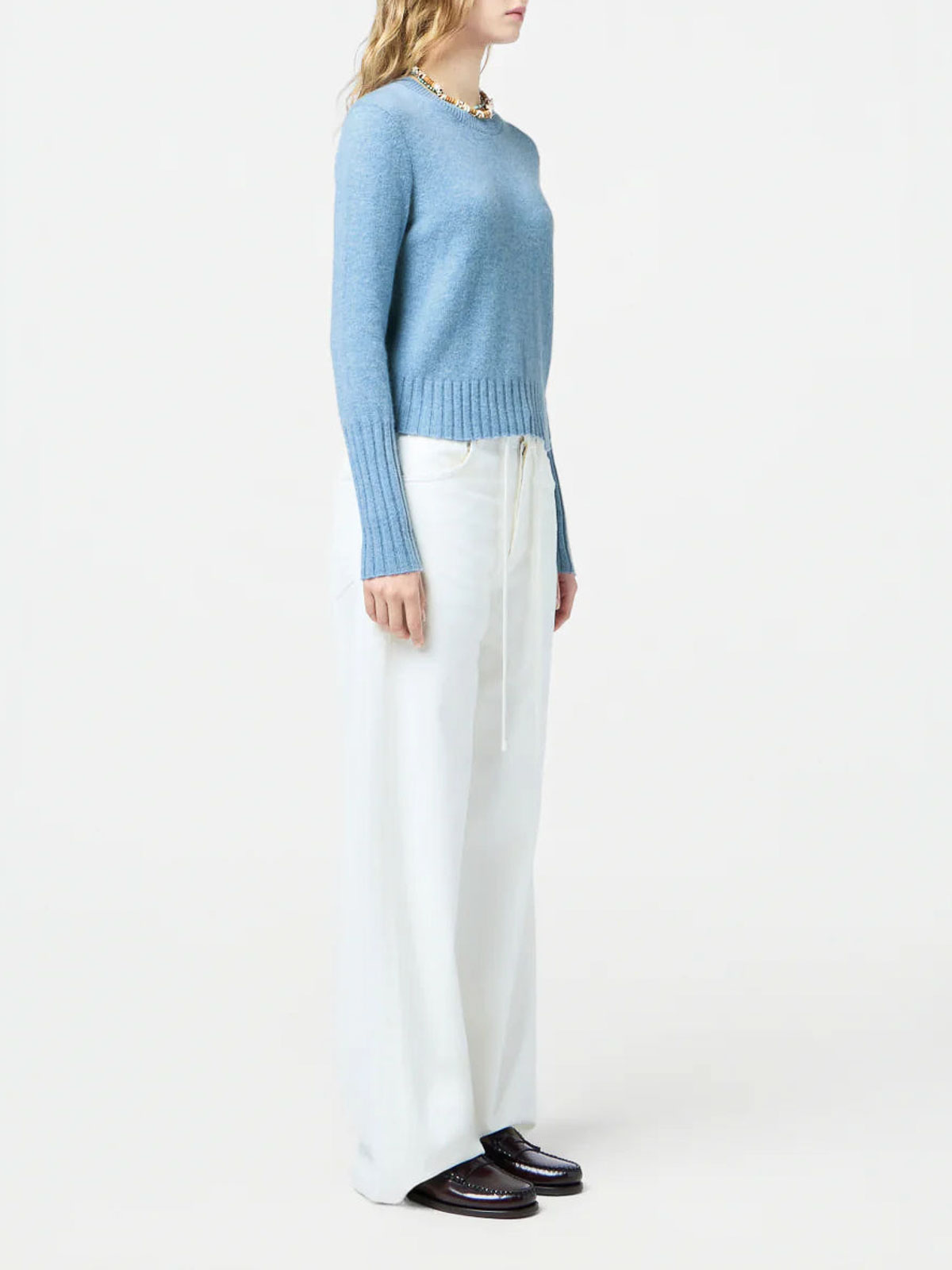 Guest In Residence Cashmere Shrunken Crewneck Sweater In Blue