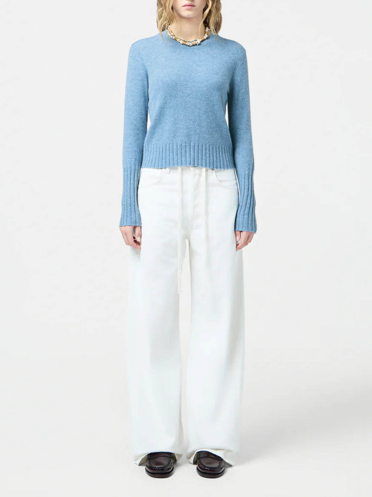 Guest In Residence Cashmere Shrunken Crewneck Sweater In Blue