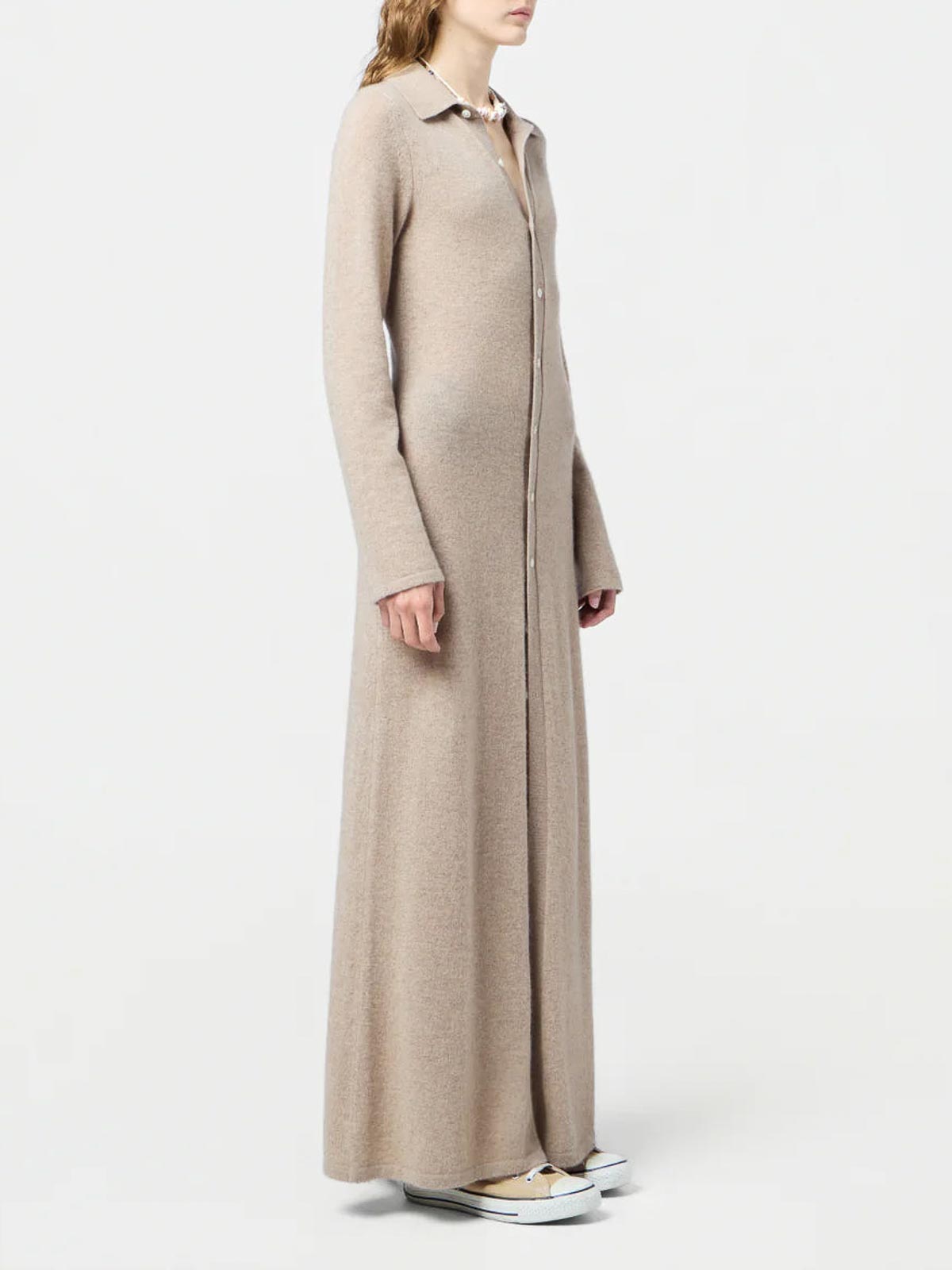 Guest In Residence Cashmere Buttoned-front Shirt Midi Day Dress In Brown