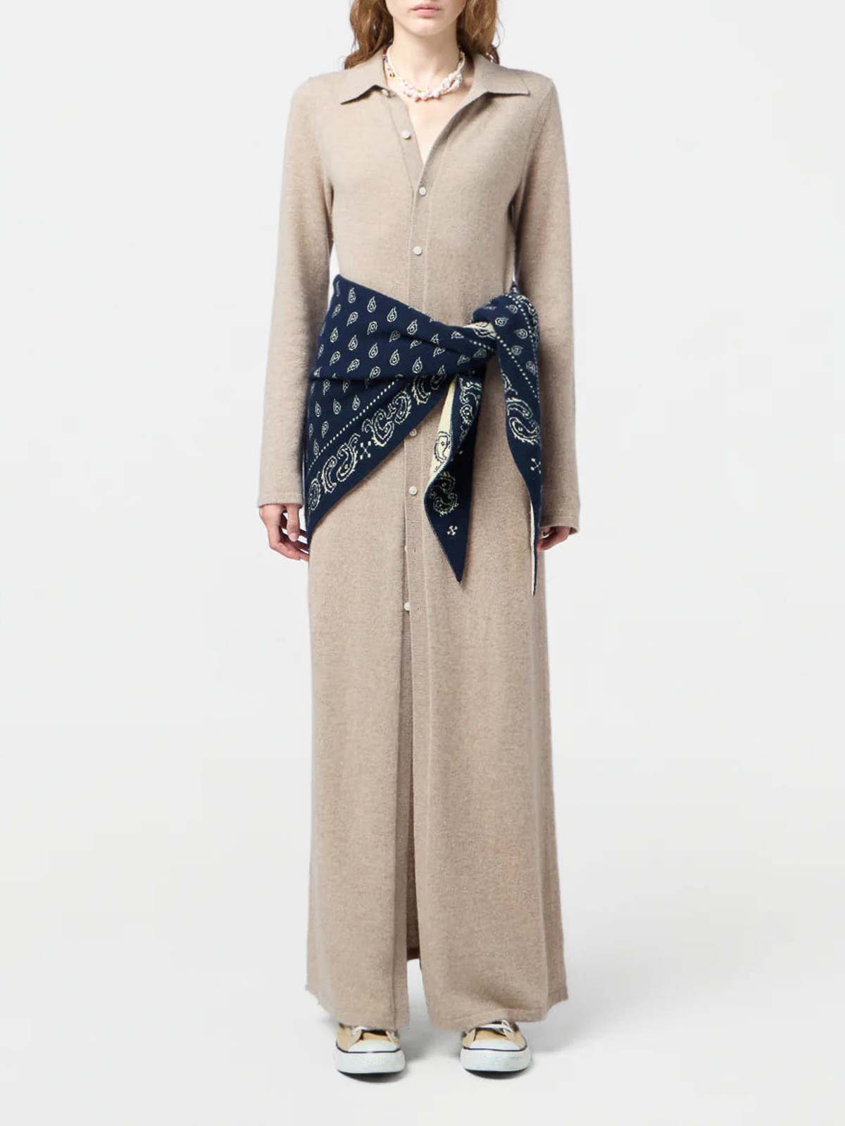 Guest In Residence Cashmere Buttoned-front Shirt Midi Day Dress In Brown