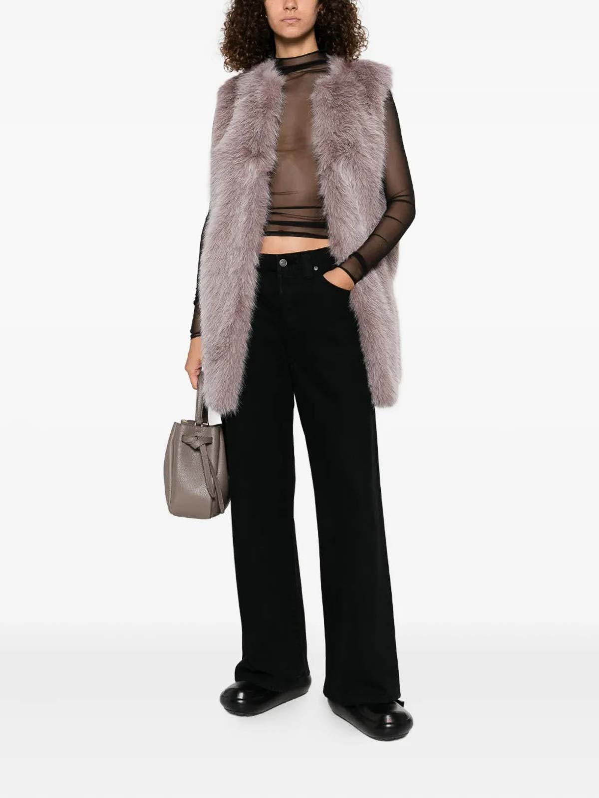 Herno Resort Vest In Fullness Faux Fur In Purple