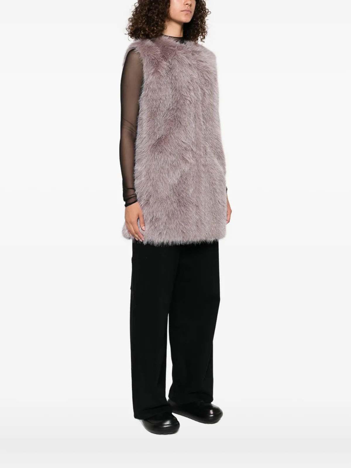 Herno Resort Vest In Fullness Faux Fur In Purple